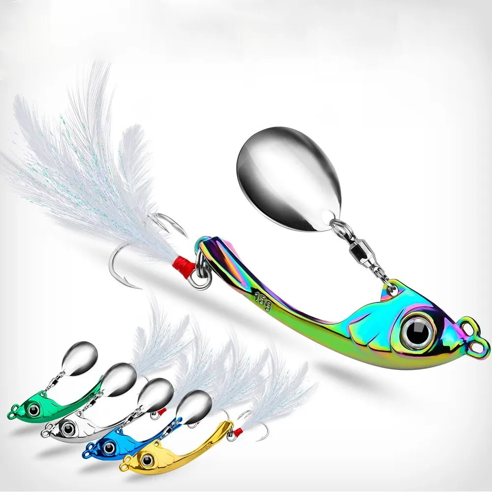 

1pc Spinner Bait Metal Vib Fishing Lure Trolling Rotating Spoon Wobbler Sinking Hard Bait With Sequin Fishing Lures 9g 13g 17g