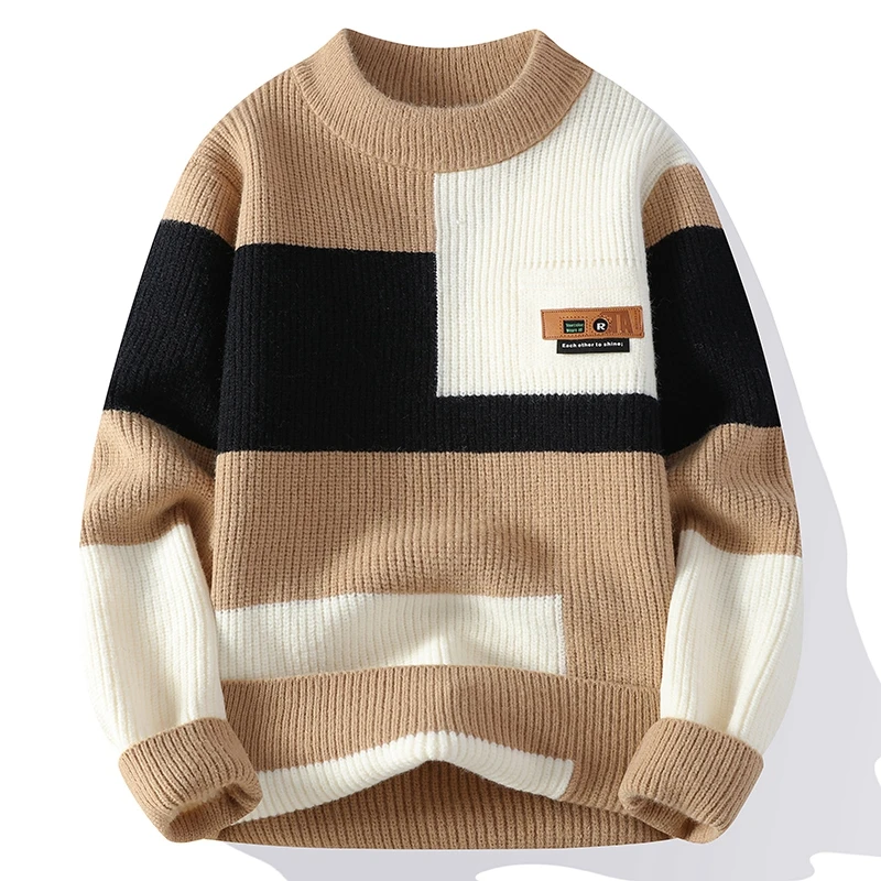 Мужские модные свитера в полоску 2024 осень/зима Свободная трикотажная одежда