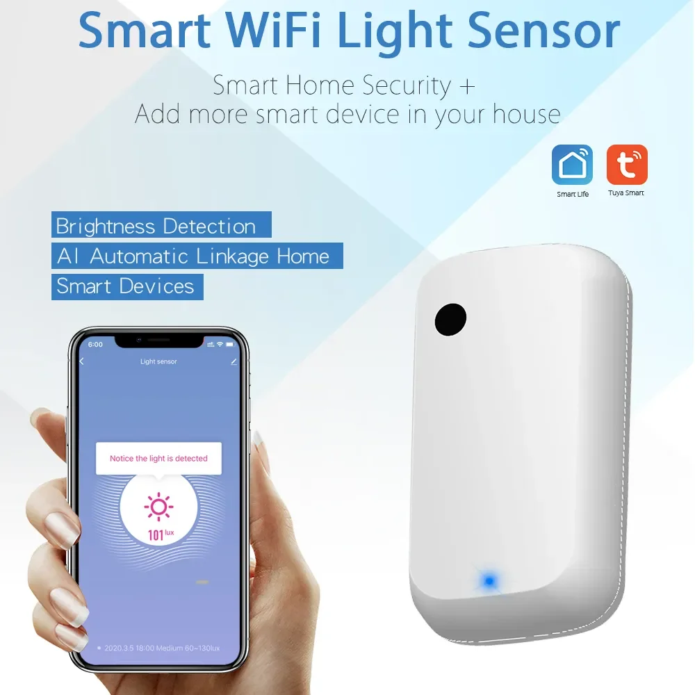 

Intelligent Home ZigBee WiFi Light Sensor Control Brightness Sensor Automation, Linkage Illumination Illumination Adjustment.