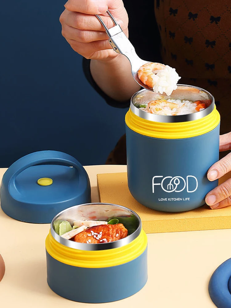 Vacuum Thermal Lunch Box Stainless Steel Thermos Containers Food Warmer Soup Cup Bento Lunchbox with Insulated Lunch Bag for Kid