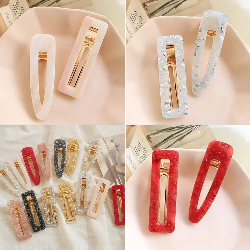 

2PCS/Set Korean Acrylic Hair Clips For Women Hair Accessories Fashion Jewelry Simulated Pearl Hairpins Geometric Gold Barrettes