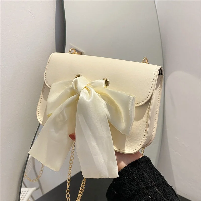 

MBTI Versatile Chain Pearl Shoulder Bag Ladies 2022 Summer Fashion Silk Scarf Bow Crossbody Square Bag for Women Free Shipping