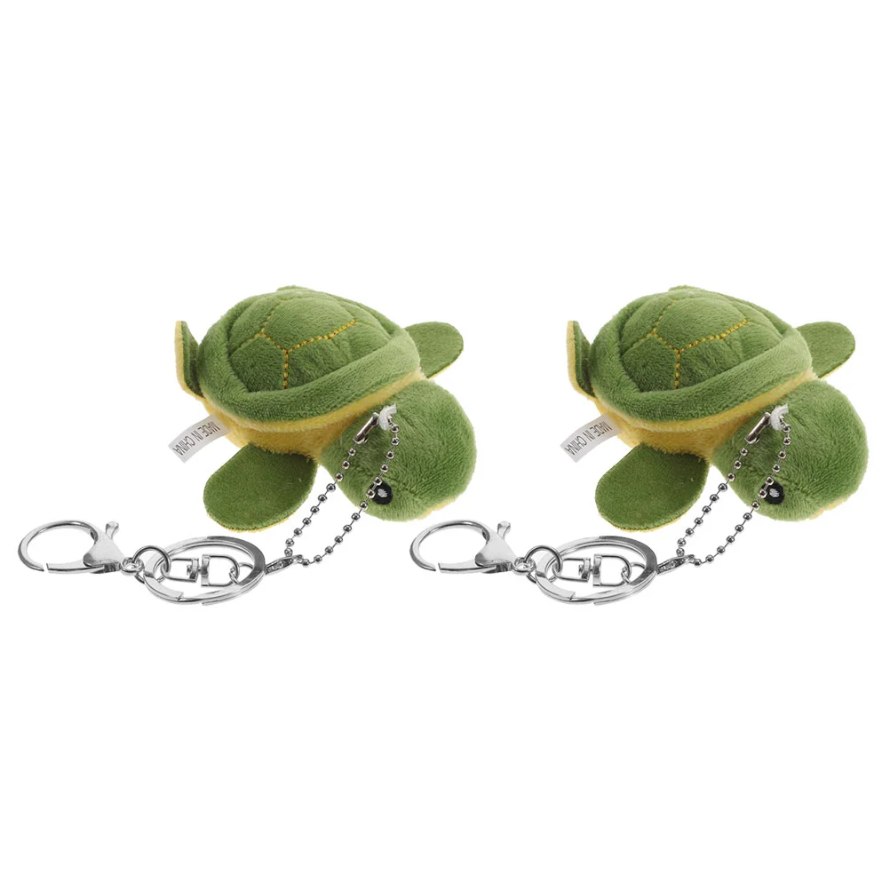 

2 Pcs Backpack Keychains Girls Turtle Women Car Keys Plush Gift 9X9X3CM Ring Pp Cotton Child