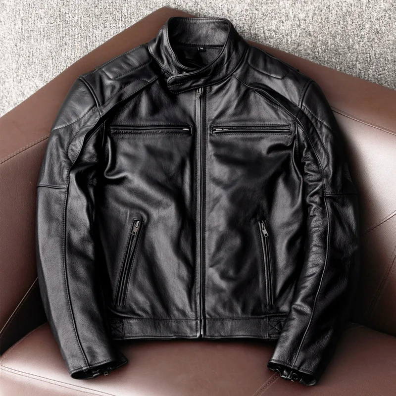 

Detachable Liner Autumn And Winter Classic Leather Bomber Jacket Men's Stand Collar Short Slim Fit Flight Suit Tide