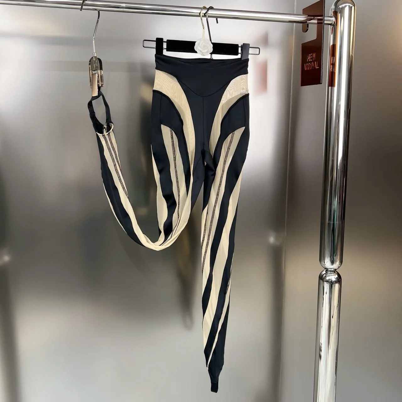 

VANOVICH Design Long Pants 2023 Spring Sexy High Street European and American Contrast Color Fashion Gauze Patchwork Leggings