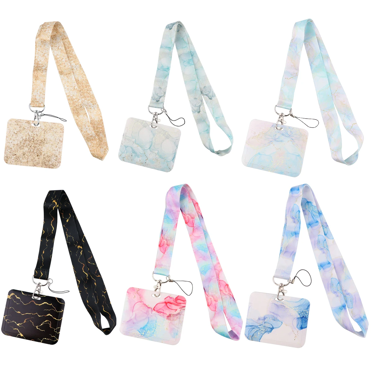 Marble Printing Lanyards Cool Neck Strap Straps Ribbons Phone Buttons ID Card Holder Lanyard Buttons DIY Hanging Rope