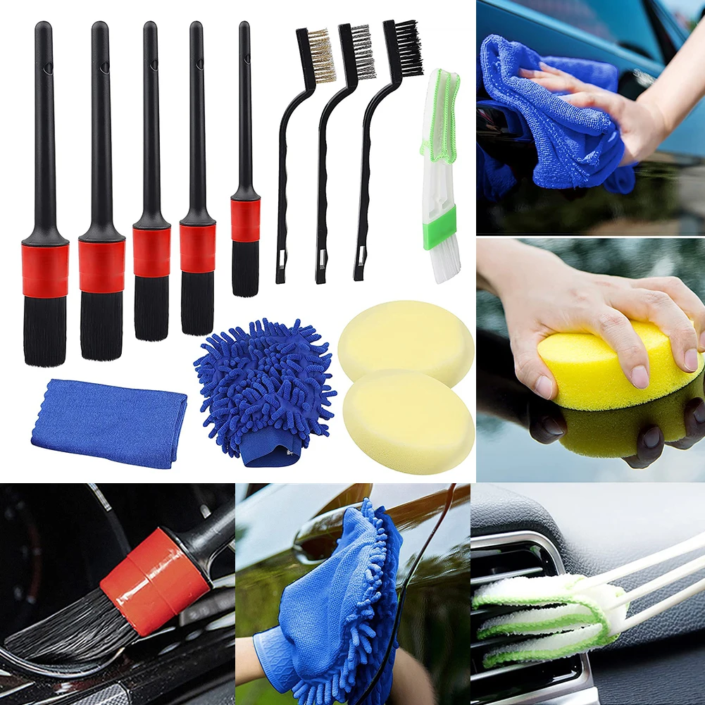 

13pcs Car Detailing Cleaning Brush Set Air Vent Tyre Rim Cleaner Scrubber Interior Exterior Dirt Dust Remover Tool Accessory
