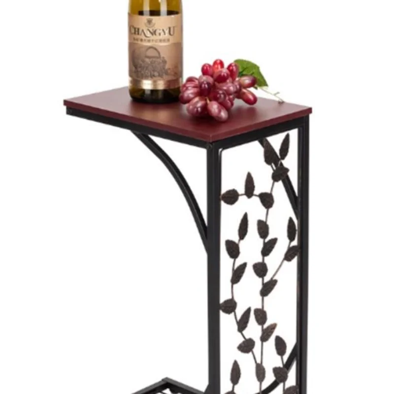 

54*30.5*21CM Leaf Pattern Iron Side Table Coffee Table Brown [US Stock]