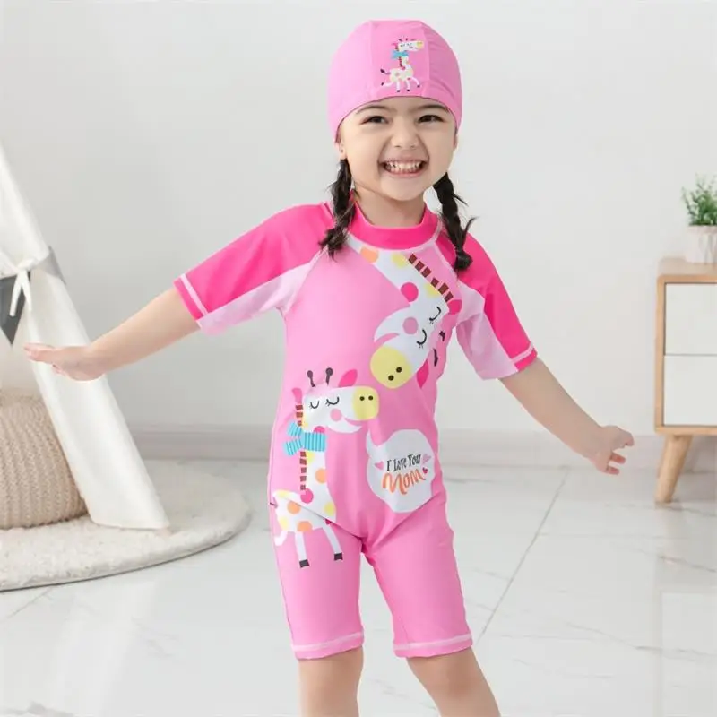 

New Children's Swimsuit Girls Siamese 2022 Cartoon Baby Princess Swimwear Giraffe Girls Swimwear