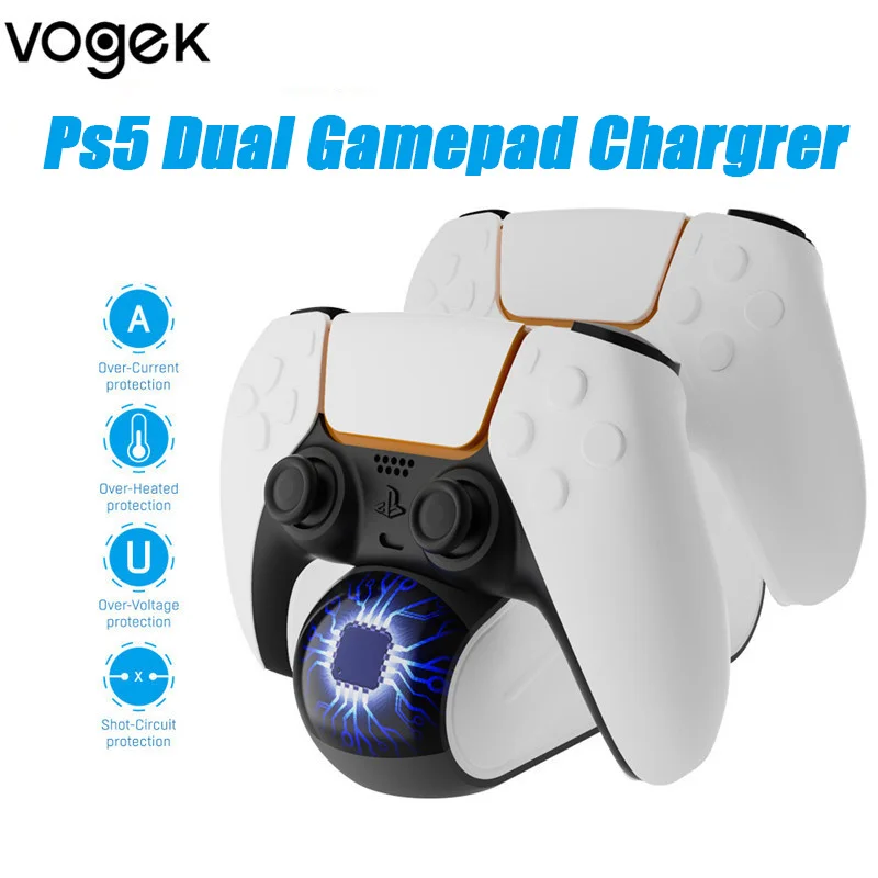 

Vogek для Sony Playstation 5 двойной игровой контроллер зарядное устройство геймпад Быстрая зарядка подставка светодиодный индикатор Ps5 аксессуары