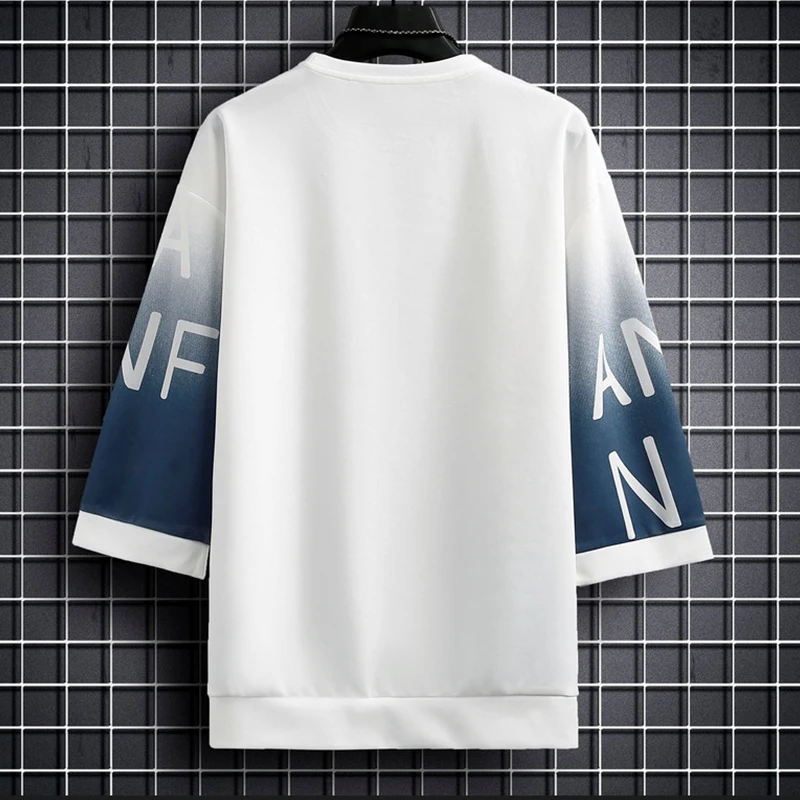 Футболка мужская с градиентом модная рубашка в Корейском стиле рукавом три