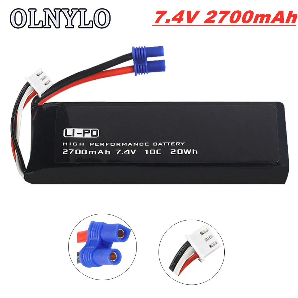 Оригинальный аккумулятор 7,4 В 2700 мАч для квадрокоптера Hubsan H501C H501S X4 RC запасные части 7,4 В Высокая емкость разъем EC2 10C 20 Вт