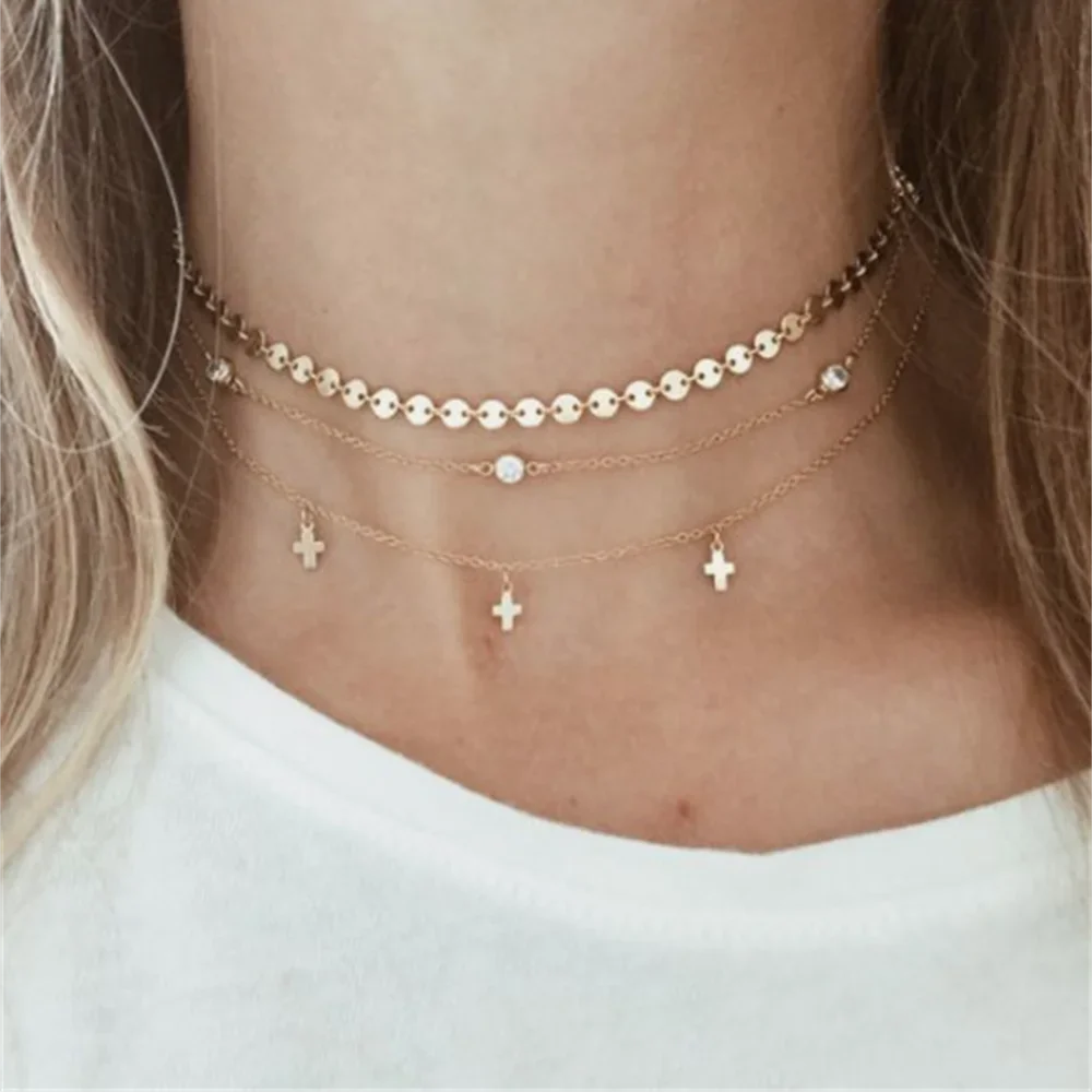 Женское винтажное ожерелье в стиле бохо модная позолоченная цепочка с подвеской