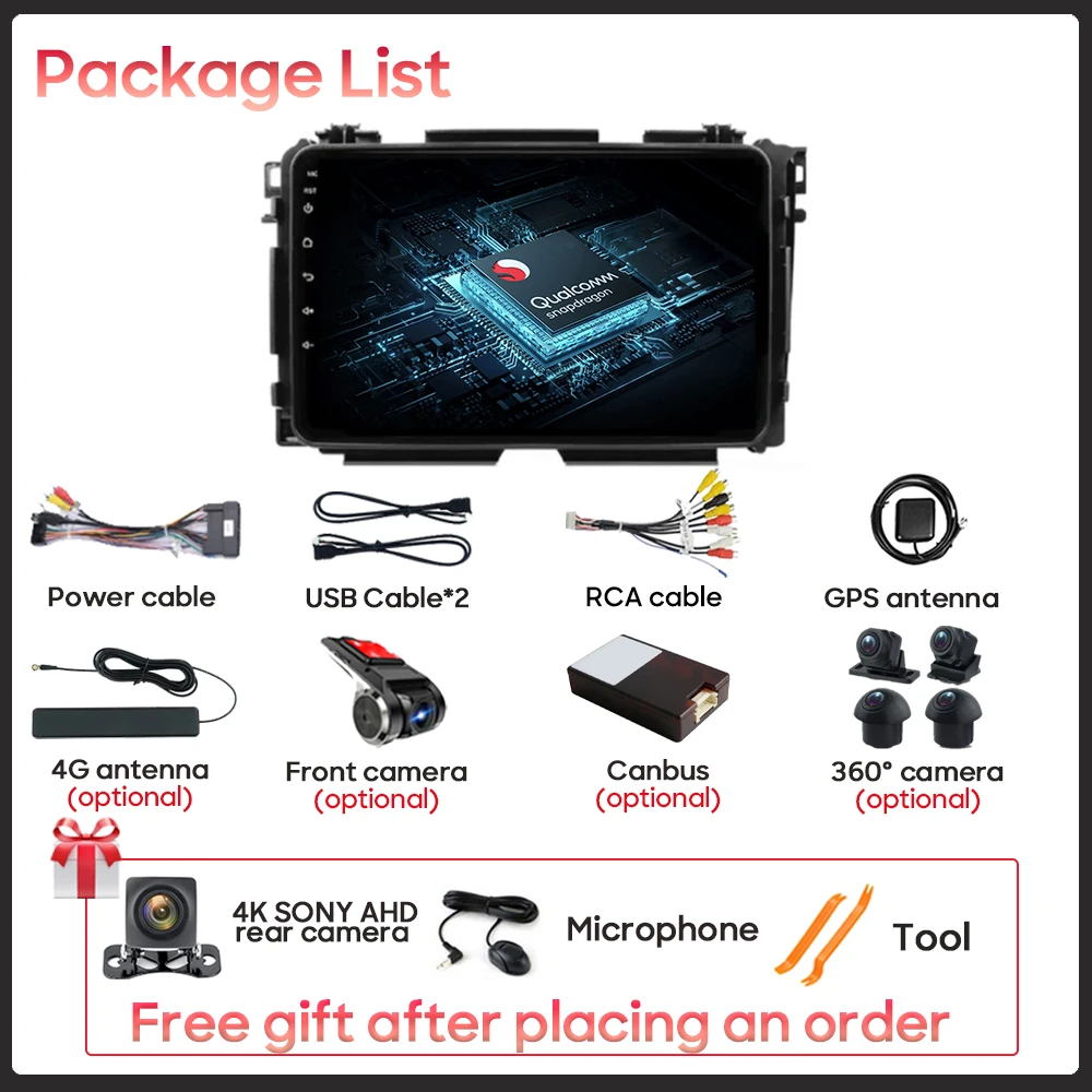 Android Car Radio Multimedia Video Player For Honda Vezel HRV HR V XRV 2015 - 2017 GPS Navigation Carplay BT No 2din DVD |