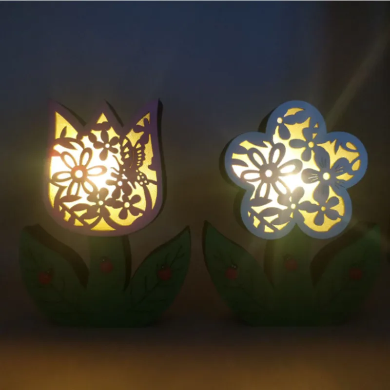 1PC Creative Easter Wooden Bunny Rabbit Flower Egg Hollow LED Light Craft Ornament Handmade Home Decor Desktop Lamp Party Gift |