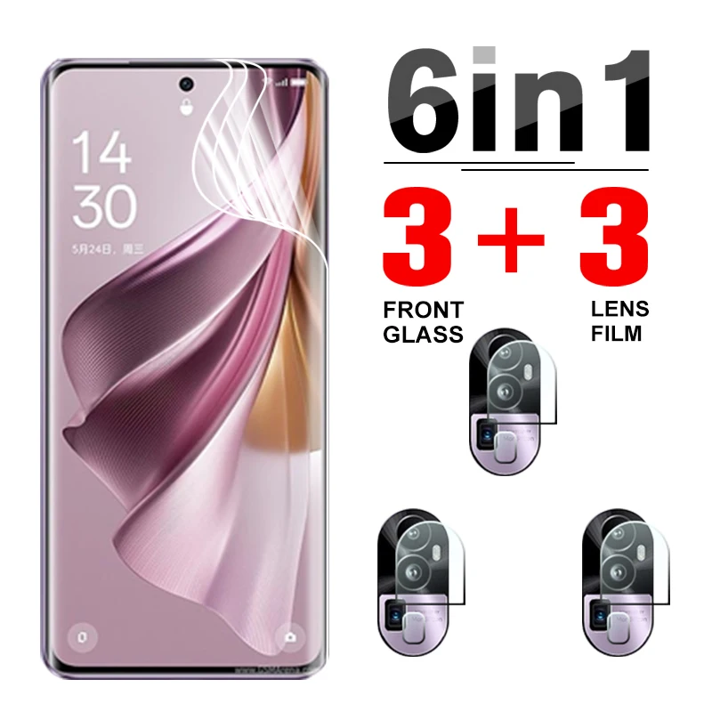 

6in1 Hydrogel Film For Oppo Reno10 Pro+ Full Cover Front Soft Film Reno10 Pro Plus Reno 10 Reno10Pro 5G Camera Screen Protectors