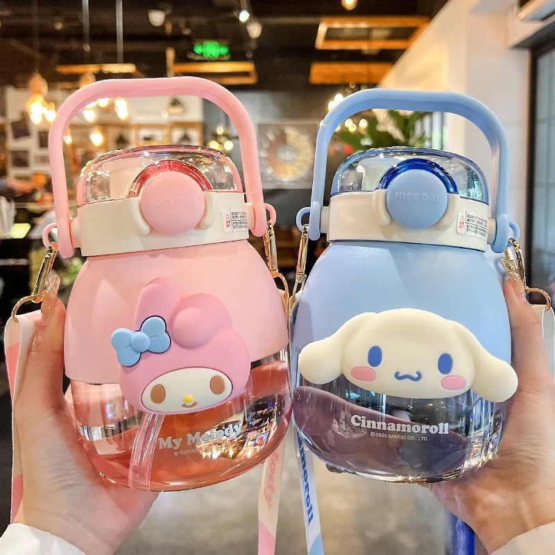 

Sanrio Kuromi Korean style Cinnamoroll Internet celebrity big belly cup Pochacco high-looking straw cup to carry out ins Melody