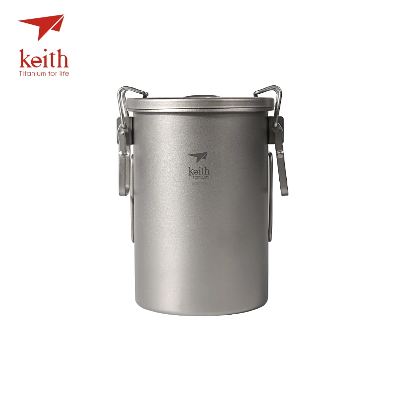 

Keith Titanium Outdoor Camping Cooking Pot With Folding Handles Hiking Cooker Travel Picnic Cookware Utensils 900ml 256g Ti6300
