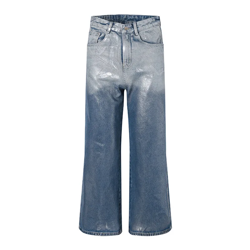 Мужские прямые джинсовые брюки с градиентным принтом