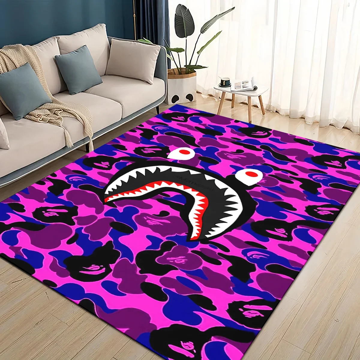 Новый стиль 2025: Ковер B-BAPE с мультяшным рисунком для гостиной, спальни, домашнего декора, детский игровой коврик, нескользящий, для дивана, придверный коврик (art.: 3920d98a07ff5) - 3920d98a07ff5