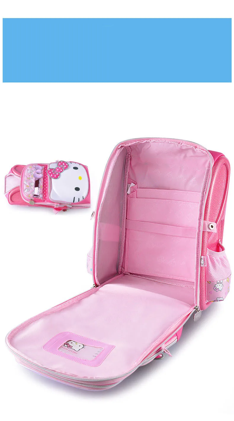 Kitty Primary School Student Schoolbag Female Grade 1-3 Large Capacity Korean Cute Children's Full Open Backpack Bags