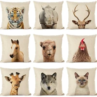 cute parrot deer linen pillow case animal throw pillow cover double bed cushions cover pillowcases for pillows bed sofa couch