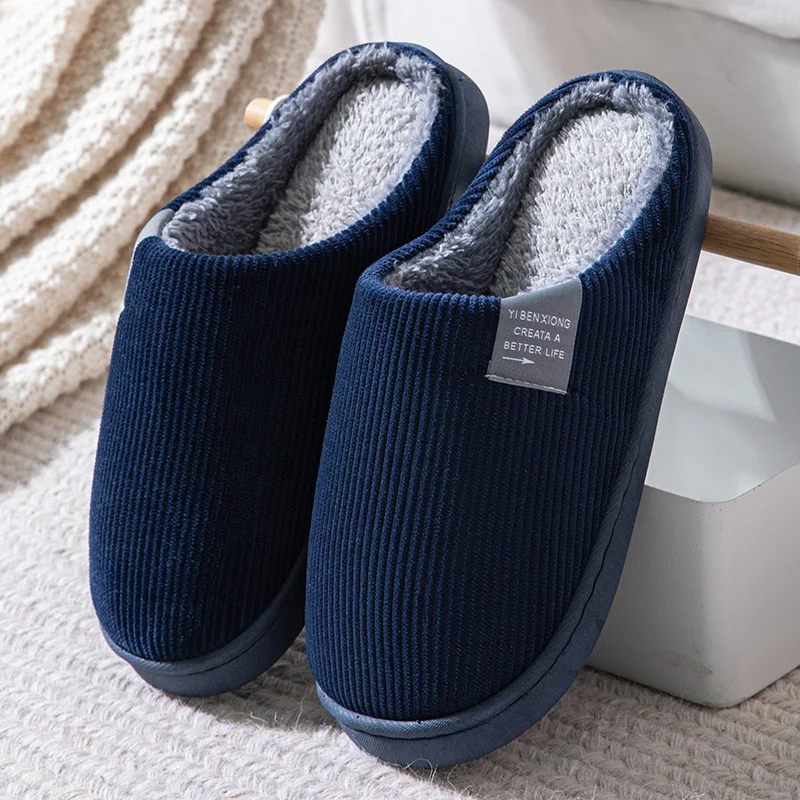 

Winter Men's Slippers 2023 Household Cotton Slippers Men Indoor Warm Plush Footwear Non-Slip Platform Slippers Couple Home Shoes
