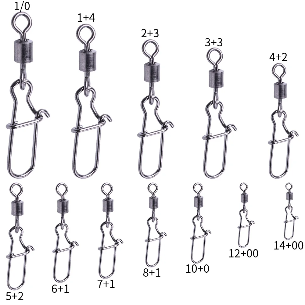 

HENGJIA 50PCS Pike Fishing Accessories Connector Pin Bearing Rolling Swivel Stainless Steel Snap Fishhook Lure Swivels Tackle