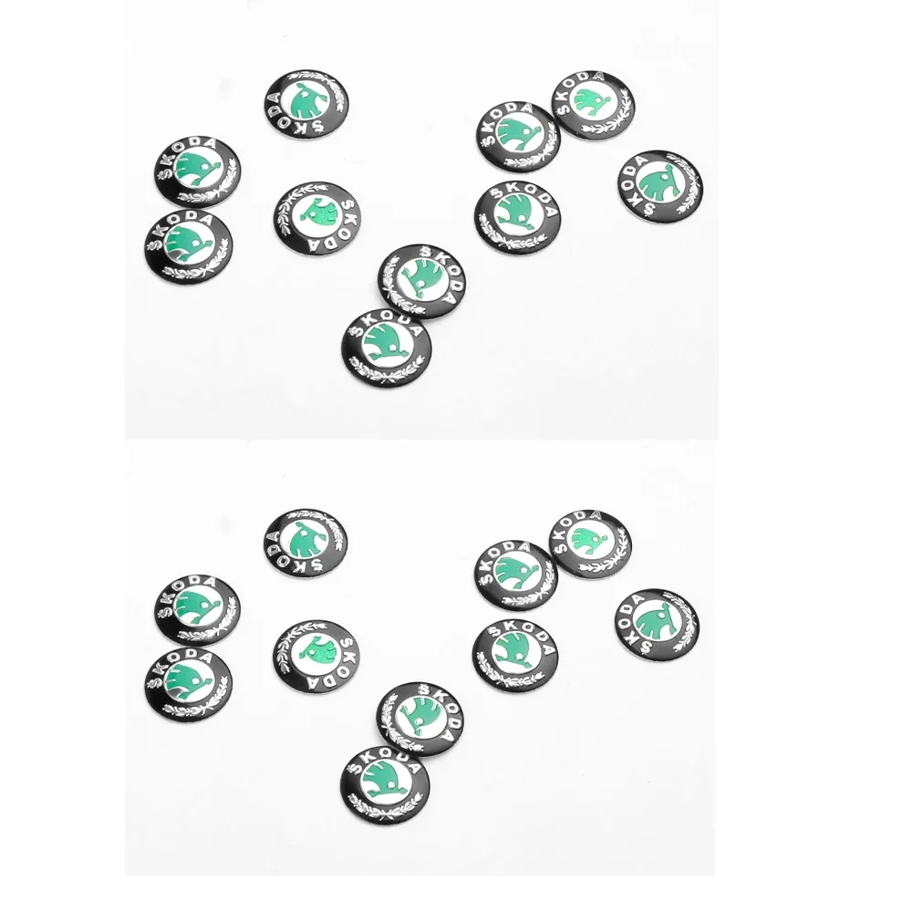 

10/20 шт. 14 мм наклейки с эмблемой ключа автомобиля, наклейка с логотипом ключа авто управления для Skoda Octavia Rapid Fabia Yeti Superb A5 A7 VRS VII Scala