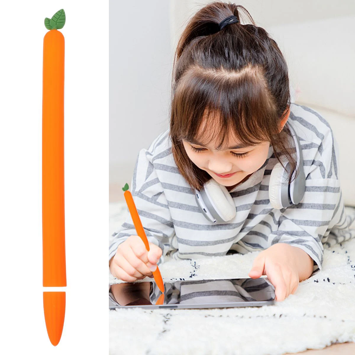 

Stylus Case Touch Pen Silicone Cover Protective Carrot Sleeve Cartucheras Para Niños