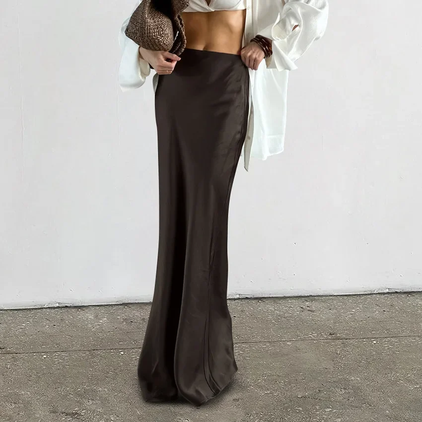 Женская одежда 2024 осенне-зимняя классическая коричневая юбка в стиле ретро