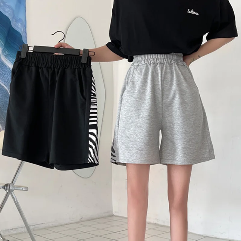 

Korean Style Harajuku high waist Shorts Casual Loose leopard Elasticity Shorts for Women Summer Girls Sports Running sweatshorts