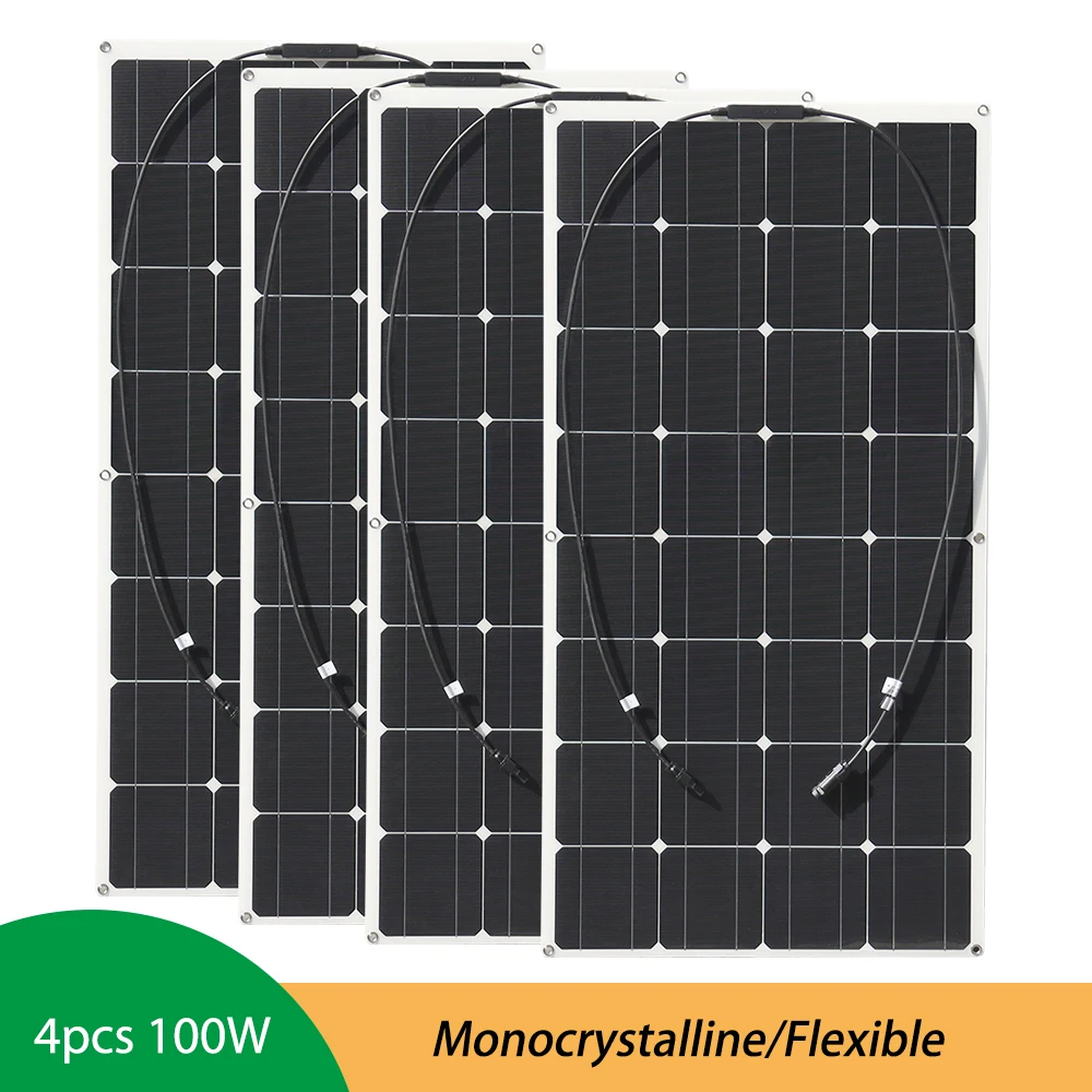 

1PCS~ 4PCS 16V 100W Solar Panel Flexible Paneles Solares 100 W 200W 300W 400W Battery Charger Home RV Solar Plate PV