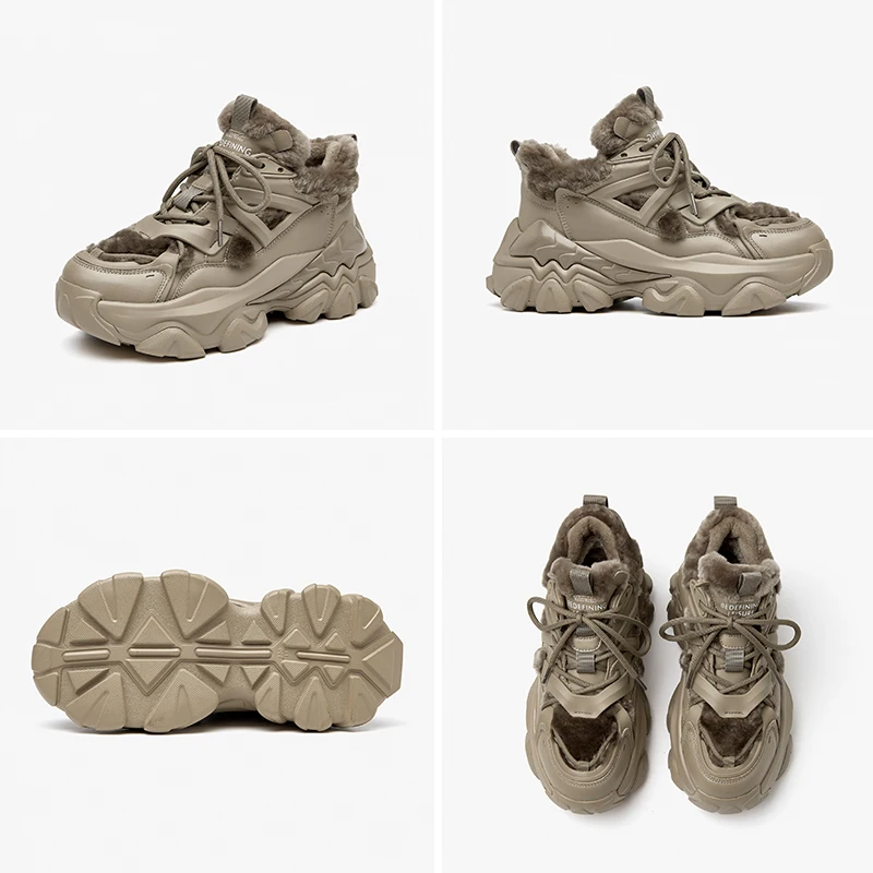 BeauToday/Женская обувь на массивном каблуке Однотонные теплые ветрозащитные