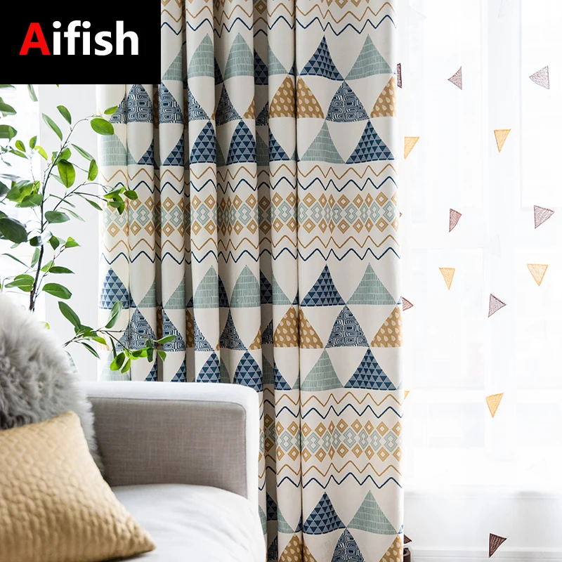 

Modern Geometric Print Shading Curtains For Living Room Bedroom Boys Children Curtains Tulle Custom Nordic Home Decor Cortinas 6