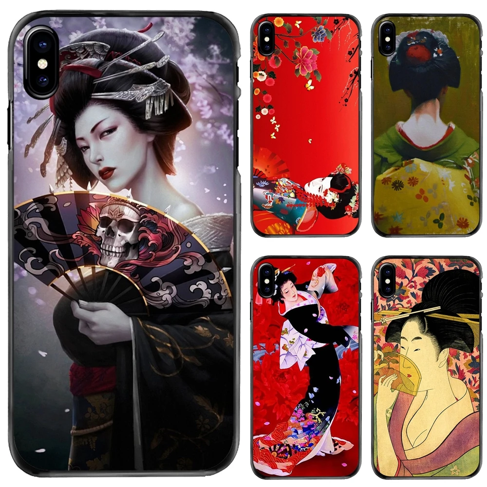

Hard Phone Shell Case For Apple iPhone 11 12 13 14 Pro MAX Mini 5 5S SE 6 6S 7 8 Plus 10 X XR XS japanese geisha art Beautiful