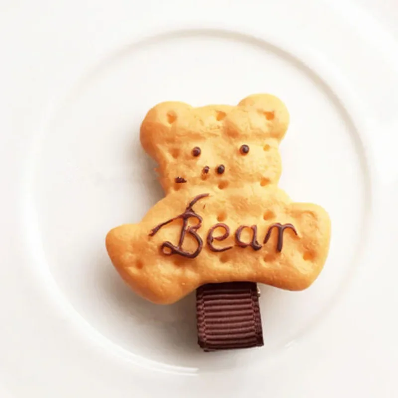 Kawaii Cookie Bear в форме собаки заколка для волос милая с печеньем аксессуары женщин