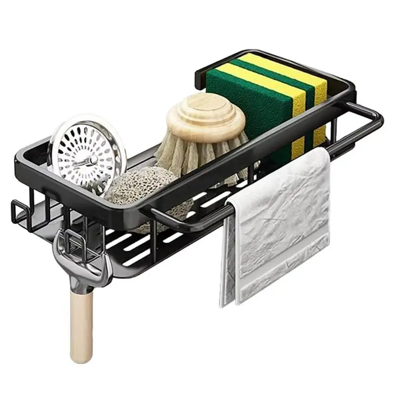 

Kitchen Sink Organizer Rack Sponge Holder Drying Rack Wall Mount Dish Drainer Over The Sink Space Saver Brush Soap Holder With