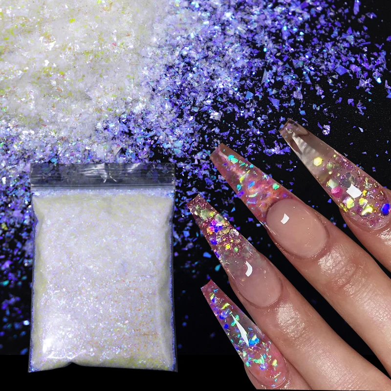 

20g/Bag Holographic AB Nail Glitter Powder Shiny Ultra-thin Irregular Flake Dust Pigment For DIY Manicure Design Decoration