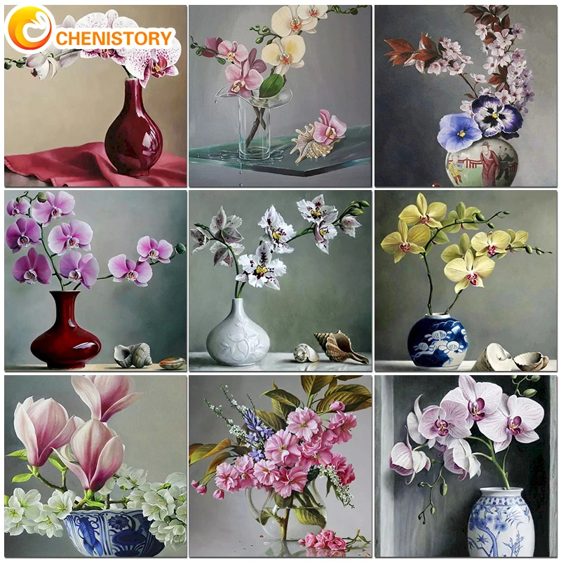 CHENISTORY 60x75 см рамка для самостоятельного творчества, цветок, ручная роспись, цветы, цветы, искусство, рисование на холсте, домашний декор