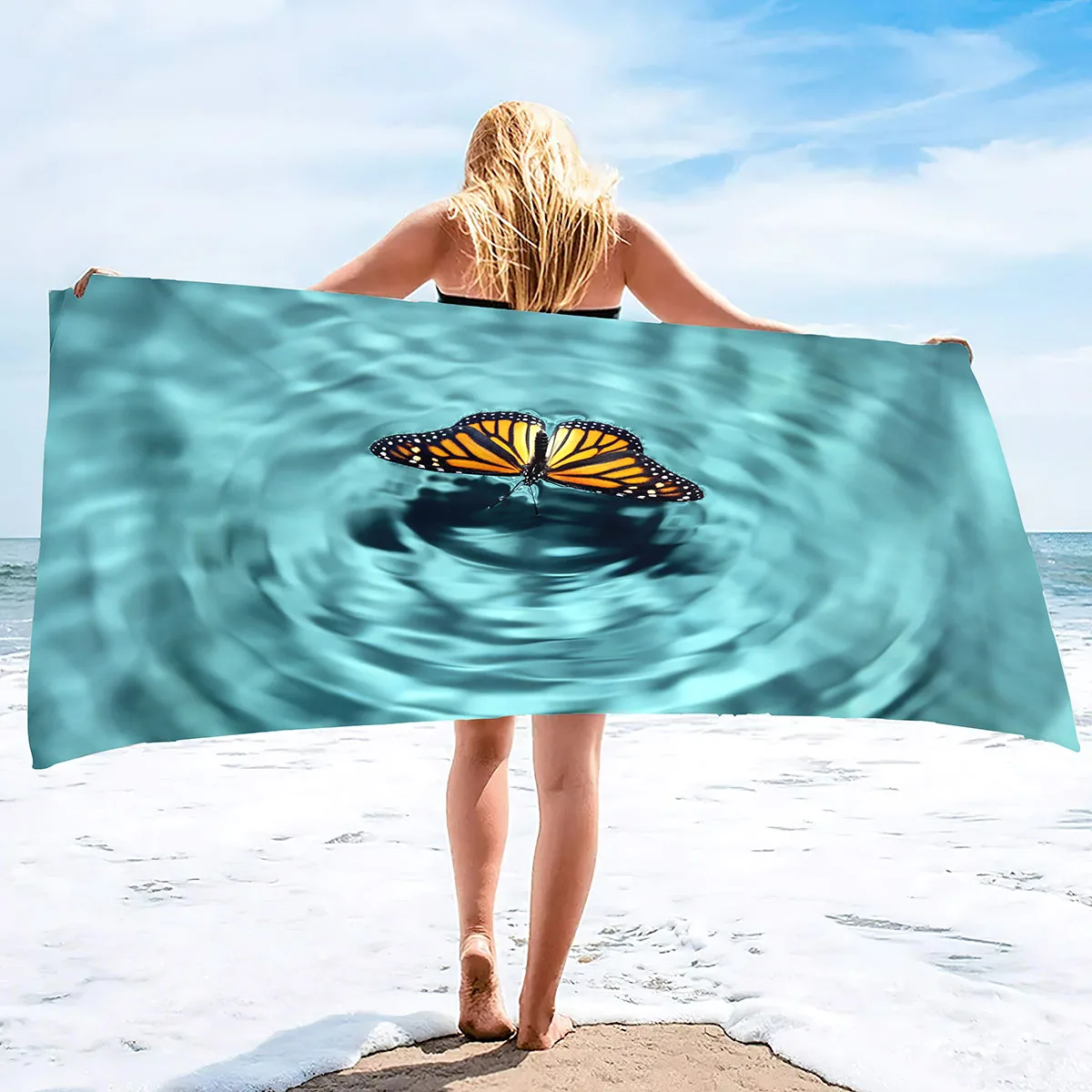 

Beach Towel,Butterfly Flower Bath Towel Pool Towel Super Soft Quick Dry Towel Super Absorbent Towel Sandless Cool Pool Towels