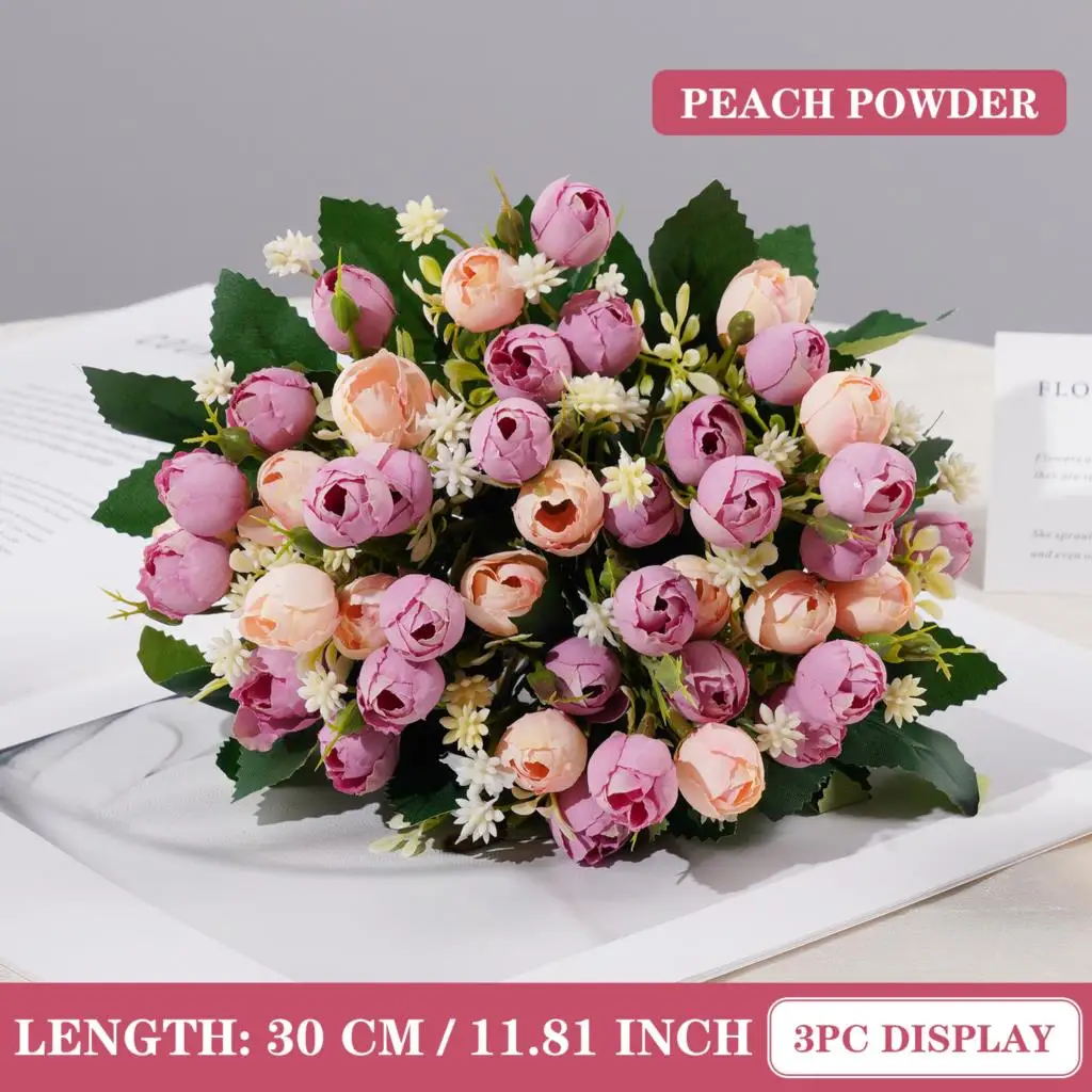 

Винтажные шелковые розы, букет из 15 цветов