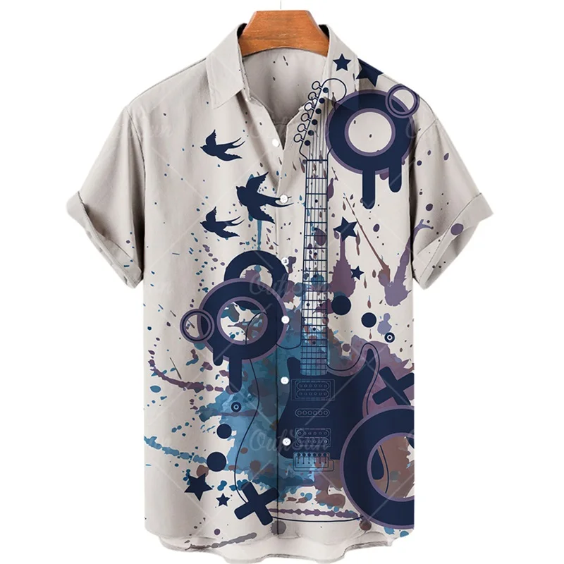 

Pop Music Hip Hop Fun Guitar Notes 3D Printing Summer Unisex Shirts Short Sleeves Fashion Casual Loose Breathable Streetwear