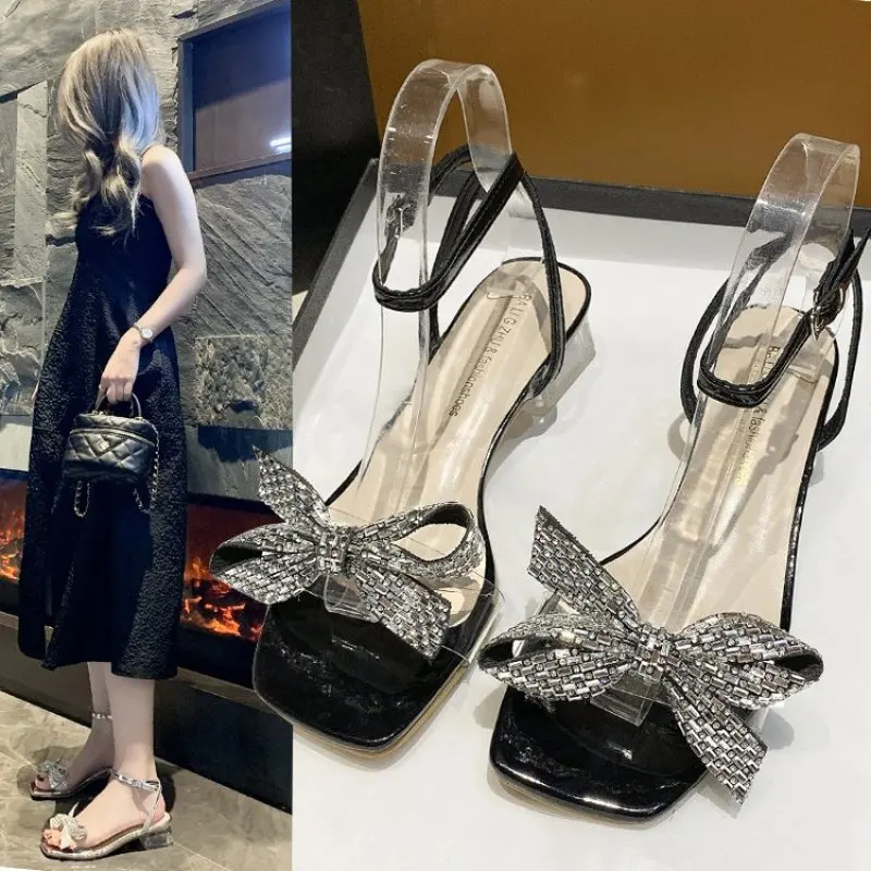 

Black Platform Sandals Female Shoe 2023 Summer Bowknot Women's High Heels Fashion Girls Laces Fashion Gladiator Black Sexy Shoes