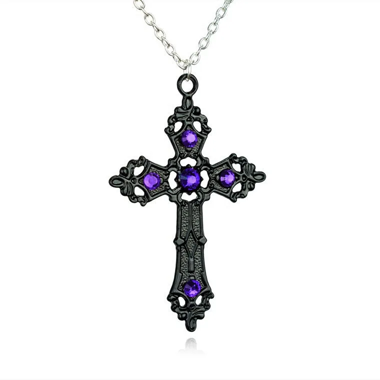 

Fashion Hollow Cross Advanced Retro Necklace Castle Necklace For Woman Girls Quartz Lovely Necklace Jewelry Accessories Gift