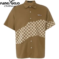fangyuclo 100 cotton loose cool lapel short sleeve shirts for men women summer half sleeve for lovers clothing fc2022407