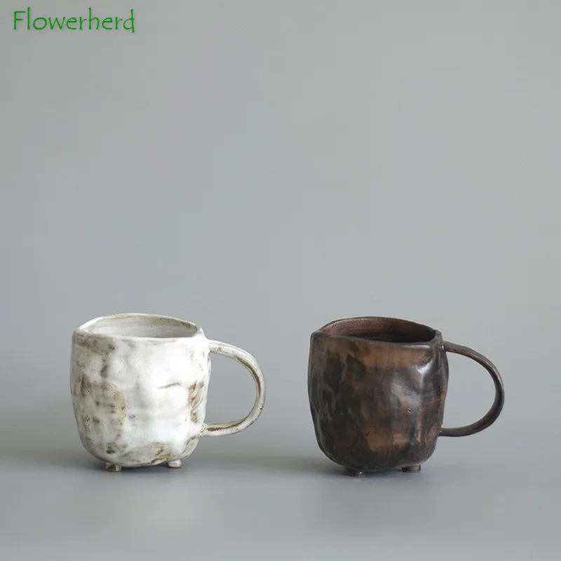 

Грубая керамическая кофейная кружка ручной работы, японская креативная чайная чашка, чашка для воды, керамическая кофейная чашка в стиле ре...