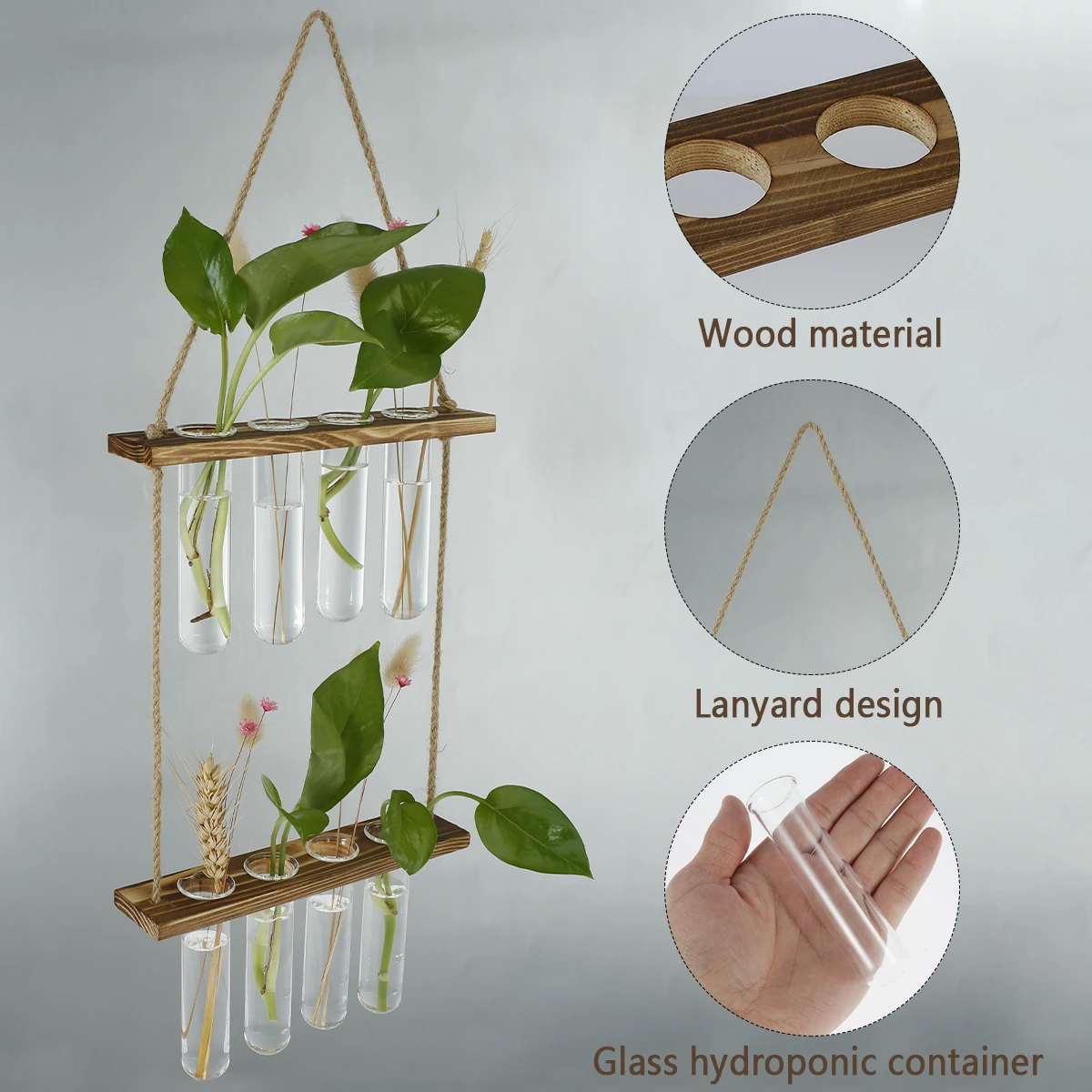 

Terrarium Creative Hydroponic Plant Transparent Vase Wooden Frame vase decoratio Glass Tabletop Plant Bonsai Decor flower vase