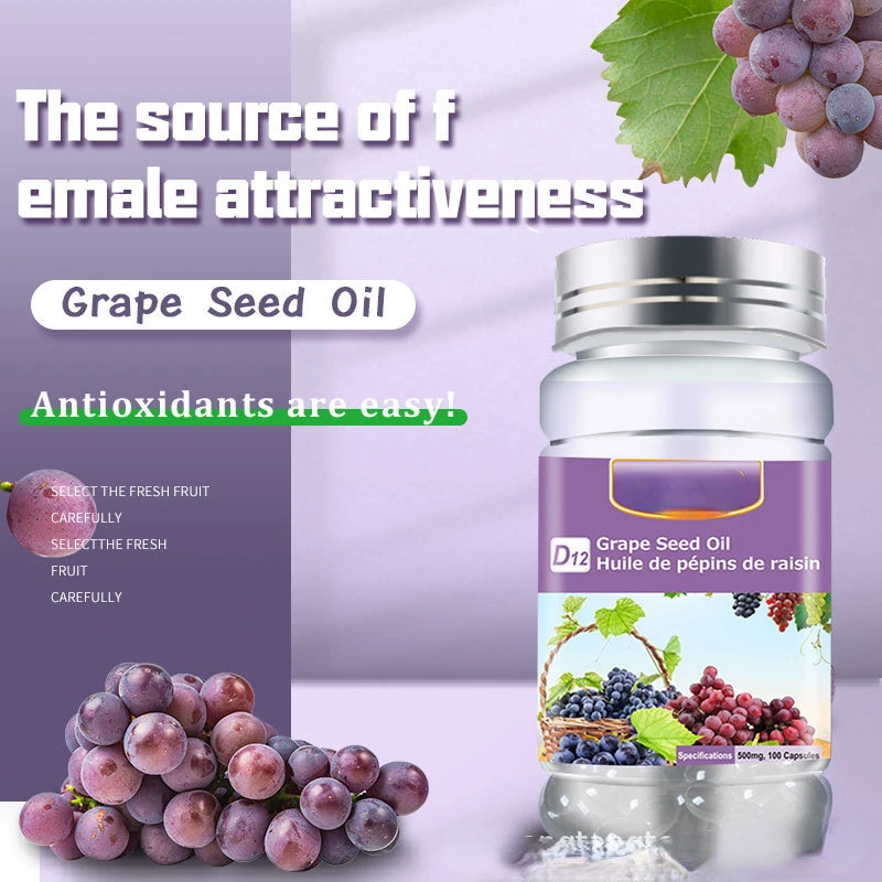 

1 bottle Grape Seed Vitamin E Softgels, Remove Melasma, Brighten Skin, Fade Fine Lines, Rejuvenate Glow, Dietary Supplement