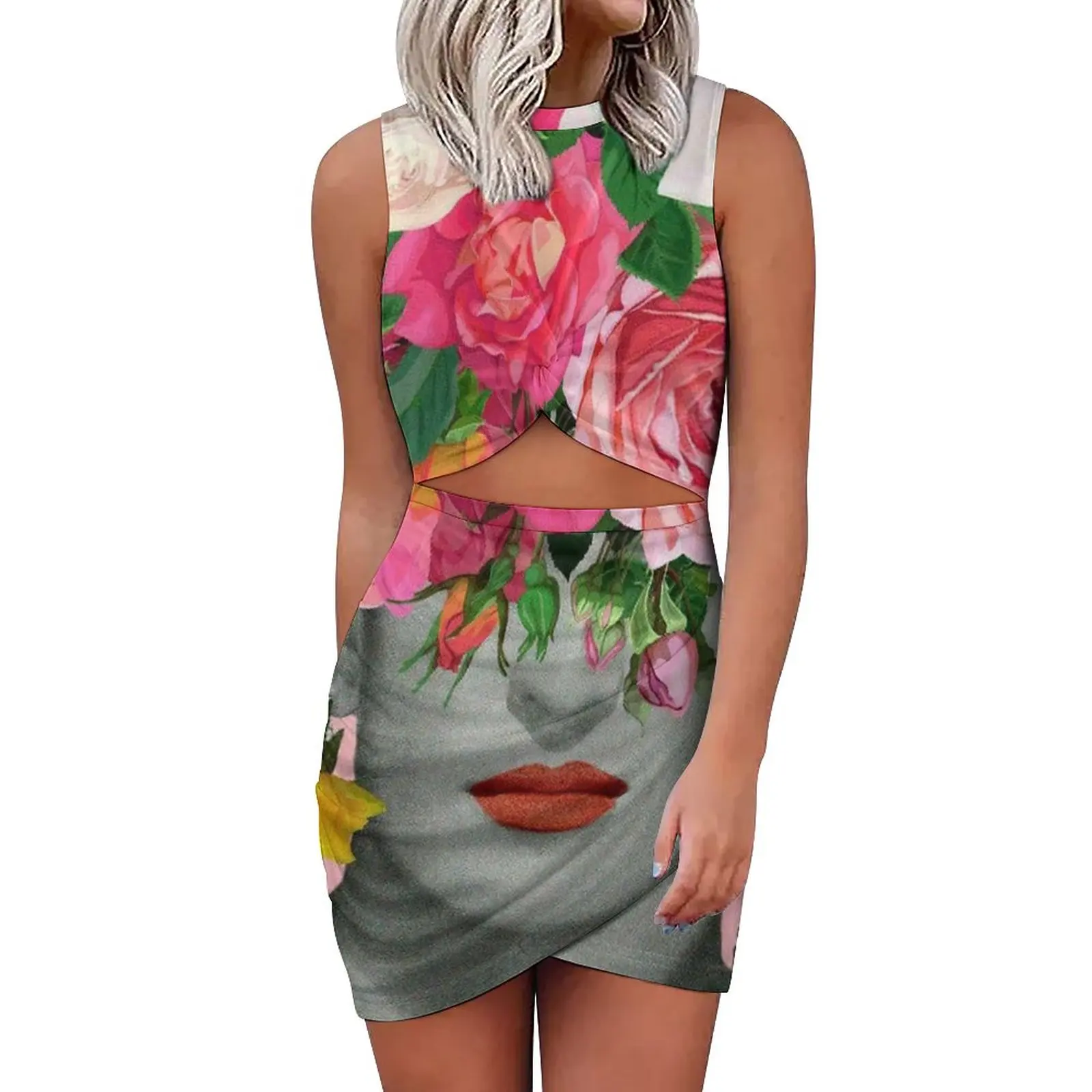 

Женское облегающее платье с абстрактным принтом, Красивые Платья с цветочным принтом на голове, женское платье большого размера с вырезами,...